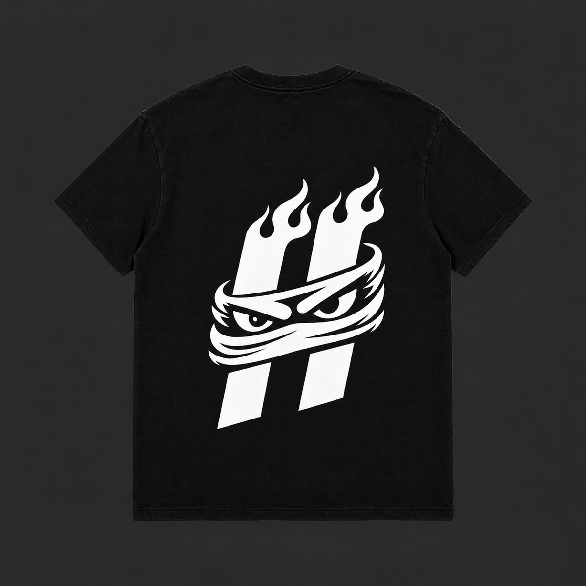 Essential Tee black heavyweight cotton T-shirt front view with Hidden Heat branding