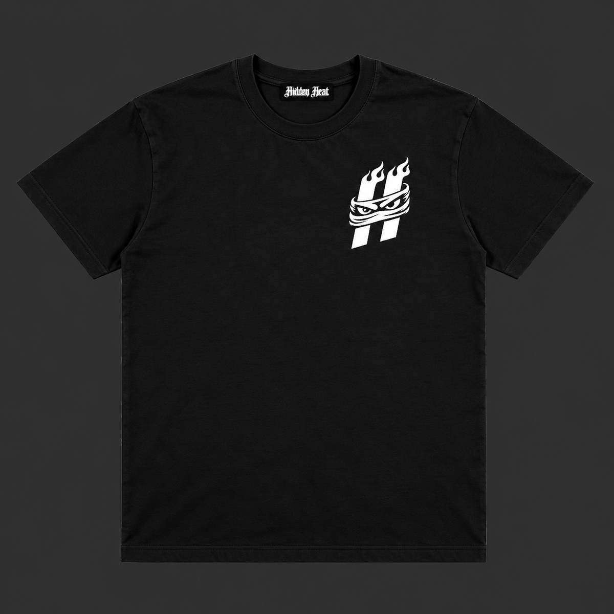 Daily Tee black cotton T-shirt front view with Hidden Heat branding